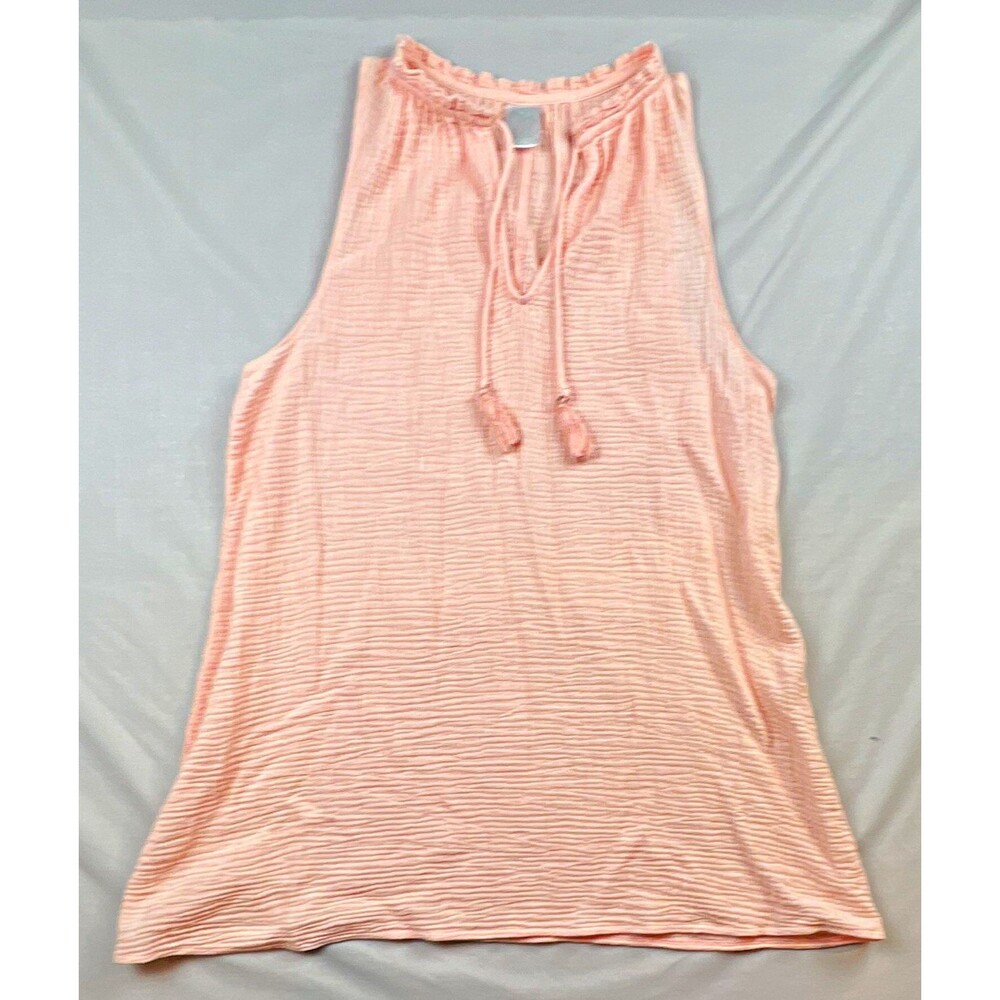 Kona Sol Women's Pink Sleeveless Swim Cover-Up Keyhole Tie Neck Tassel Size L